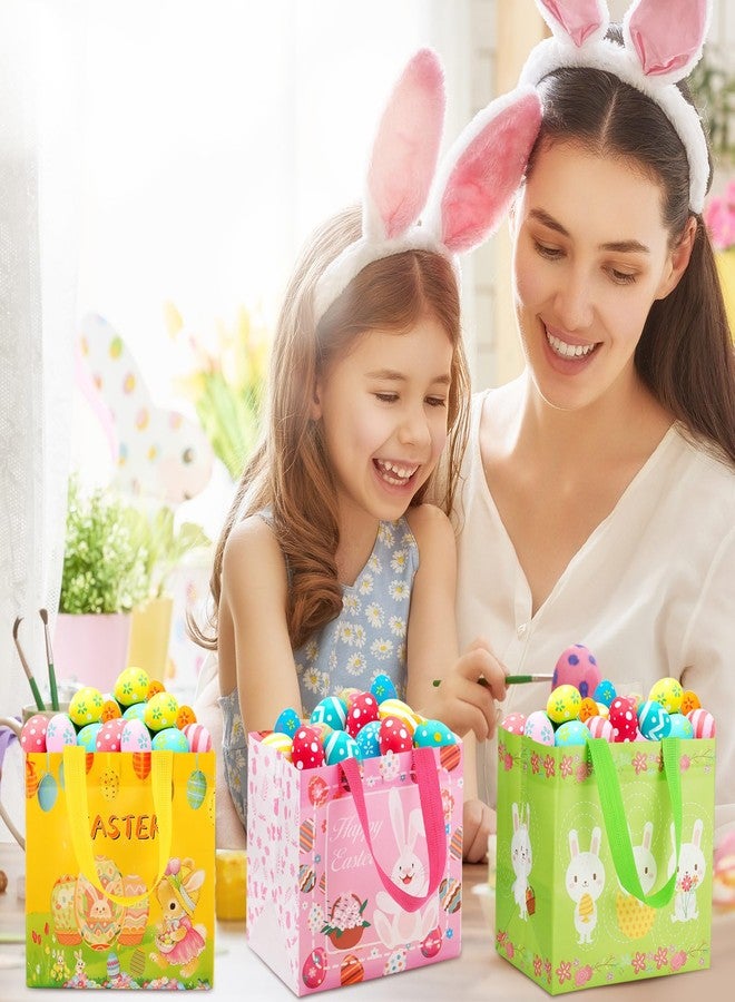 Locmeo 60 Pcs Easter Gift Bags with Handles Bulk Non Woven Reusable Bunny Egg Hunt Bags Easter Basket Tote Treat Goodie Bags for Easter Party Supplies Spring Holiday Gifts Wrapping, 8.3×7.9×5.9in - Image 4
